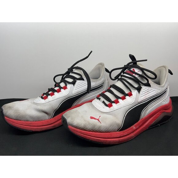 Puma Mens White & Red Running Shoes Size 8 Lightweight Mesh Durable Sole - Picture 1 of 9